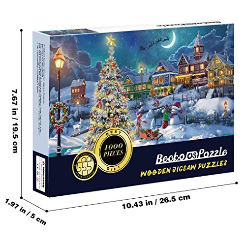 Becko Puzzle de madera 1000 piezas para adultos y niños - Escena de nieve en Navidad