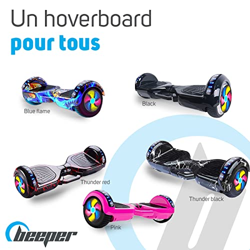 BEEPER - Hoverboard eléctrico de 6.5 '' con batería de Iones de Litio de 4.4 Ah, 2x350W RC3 (RC3-TR Rojo relámpagos)