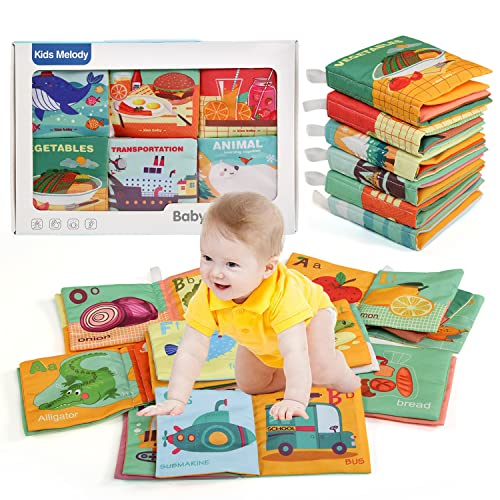 BelleStyle Libros de Tela para Bebé, 6PCS Libro Bebe Activity Tejido Blando Papel del Bebé Juguete Educación Temprana y Desarrollo de Juguete Libro