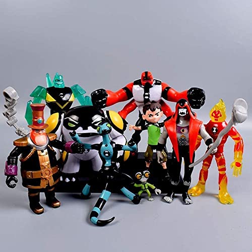 Ben 10 figuras de acción 5 '' 9 piezas Ben10 juego de figuritas, Ben, materia gris, explosión de calor, cabeza de diamante, XLR8, cuatro brazos, hexagonal, cañón, vapor Smythe (tipo A) …