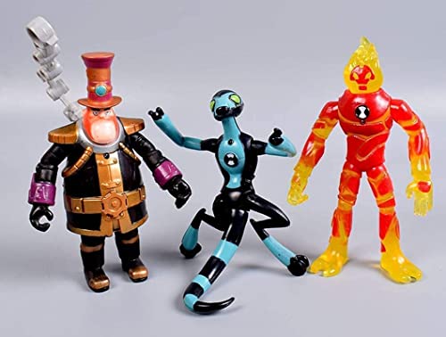 Ben 10 figuras de acción 5 '' 9 piezas Ben10 juego de figuritas, Ben, materia gris, explosión de calor, cabeza de diamante, XLR8, cuatro brazos, hexagonal, cañón, vapor Smythe (tipo A) …