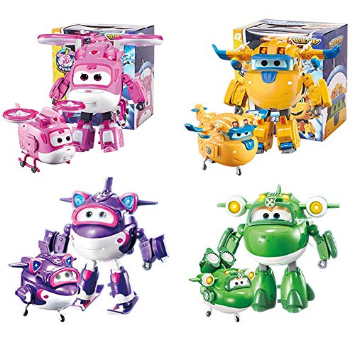 BESTWALED Super Alas Donnie,Dizzy,Mira,Crystal,Establecer Venta,Modo Avión Y Robot Deformación Juguete con Luces Y Musica Robots Multifunción Automático Niños Juguetes Navidad Regalo