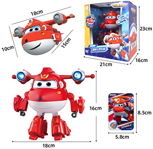 BESTWALED Super Alas Jett,Donnie,Dizzy,Astra,Establecer Venta,Modo Avión Y Robot Deformación Juguete con Luces Y Musica Robots Multifunción Automático Niños Juguetes Cumpleaños Navidad Regalo