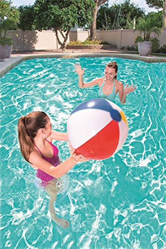 BESTWAY 31021 - Pelota de Playa Hinchable Beach 51 cm Diseño Franjas de Colores Vinilo Resistente con Válvula de Seguridad Inflado y Desinflado Rápido