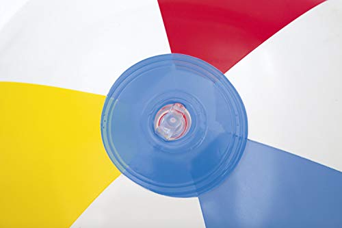 BESTWAY 31021 - Pelota de Playa Hinchable Beach 51 cm Diseño Franjas de Colores Vinilo Resistente con Válvula de Seguridad Inflado y Desinflado Rápido