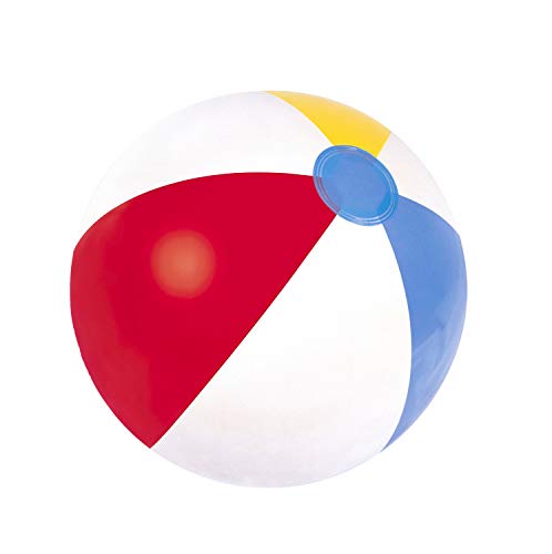 BESTWAY 31021 - Pelota de Playa Hinchable Beach 51 cm Diseño Franjas de Colores Vinilo Resistente con Válvula de Seguridad Inflado y Desinflado Rápido