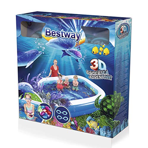 Bestway 54177 - Piscina Hinchable Infantil 2 Gafas 3D y Tesoro Undersea Adventure 262x175x51 cm