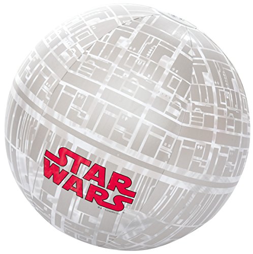 BESTWAY 91205 - Pelota de Playa Hinchable Diseño Star Wars Estación Espacial Gris y Rojo 61 cm Vinilo Resistente con Válvulas de Seguridad para Fácil Inflado