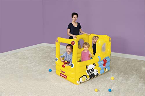 Bestway 93506 - Piscina de Bolas Hinchable Fisher Price Autobús Escolar 137x96x96 cm Amarillo