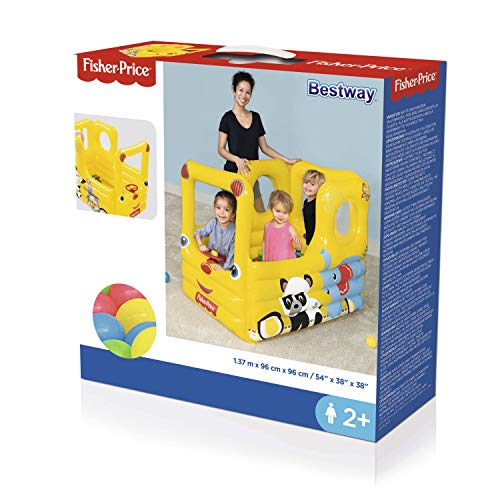 Bestway 93506 - Piscina de Bolas Hinchable Fisher Price Autobús Escolar 137x96x96 cm Amarillo