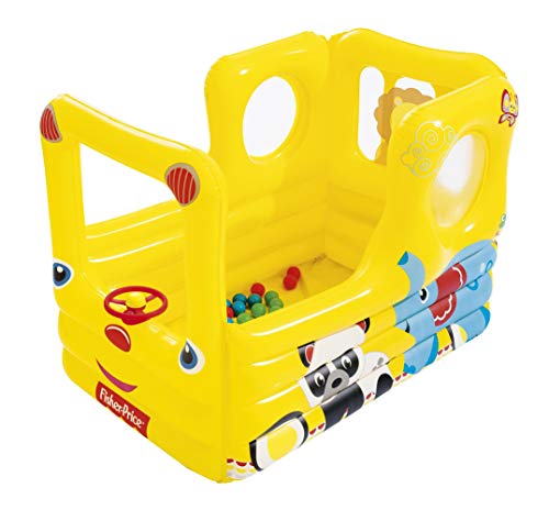 Bestway 93506 - Piscina de Bolas Hinchable Fisher Price Autobús Escolar 137x96x96 cm Amarillo