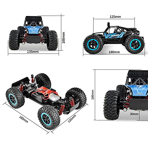 BEZGAR 17S Azul 1:20 Escala Control Remoto Coche-2WD Alta Velocidad 20 Km / h Todo Terreno Juguete eléctrico Off Road RC Monster Vehicle Truck Crawler con batería Recargable para niños Adultos