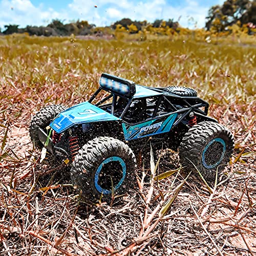 BEZGAR 17S Azul 1:20 Escala Control Remoto Coche-2WD Alta Velocidad 20 Km / h Todo Terreno Juguete eléctrico Off Road RC Monster Vehicle Truck Crawler con batería Recargable para niños Adultos