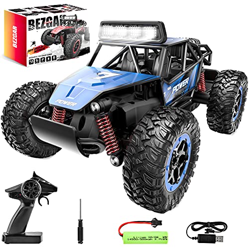 BEZGAR 17S Azul 1:20 Escala Control Remoto Coche-2WD Alta Velocidad 20 Km / h Todo Terreno Juguete eléctrico Off Road RC Monster Vehicle Truck Crawler con batería Recargable para niños Adultos