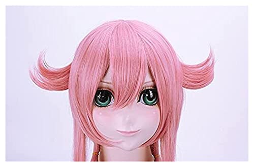 BFBMY Anime Mirai Nikki Gasai Yuno Rosa Larga Peluca Cosplay Disfraz El Futuro Diario Resistente al Calor Pelo Sintético Mujeres Cosplay Pelucas