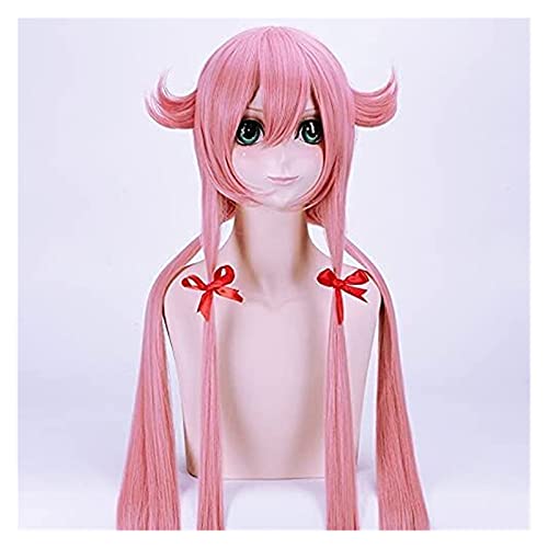 BFBMY Anime Mirai Nikki Gasai Yuno Rosa Larga Peluca Cosplay Disfraz El Futuro Diario Resistente al Calor Pelo Sintético Mujeres Cosplay Pelucas