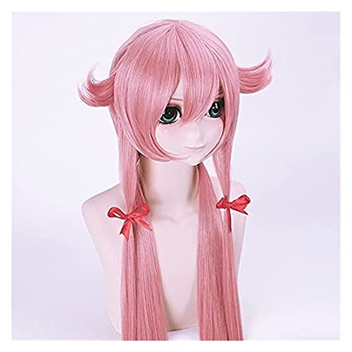 BFBMY Anime Mirai Nikki Gasai Yuno Rosa Larga Peluca Cosplay Disfraz El Futuro Diario Resistente al Calor Pelo Sintético Mujeres Cosplay Pelucas