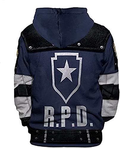 BFBMY Sudadera con capucha de Leon Scott Kennedy para cosplay, disfraz de Halloween, carnaval, R.P.D, con capucha, para adultos, unisex, color azul marino, talla M)