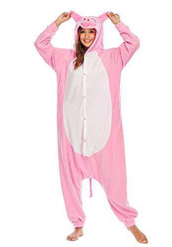 BGOKTA Disfraces de Cosplay para Adultos Pijamas de Animales One Piece Cerdo, M