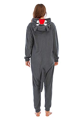 BGOKTA Disfraces de Cosplay para Adultos Pijamas de Animales One Piece Lobo, XL