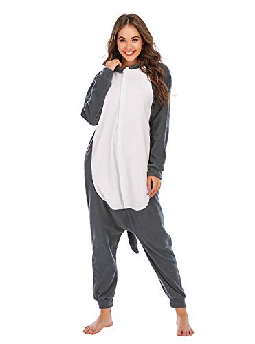 BGOKTA Disfraces de Cosplay para Adultos Pijamas de Animales One Piece Lobo, XL