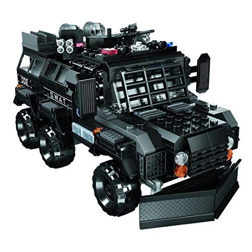 BGOOD Juego de armas militares, 496 piezas, vehículo militar a prueba de explosiones con armas de juguete militar y minifiguras, bloques de construcción de policía Swat Auto compatible con Lego