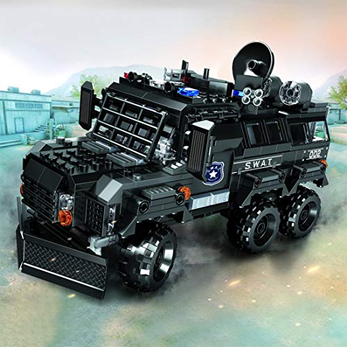 BGOOD Juego de armas militares, 496 piezas, vehículo militar a prueba de explosiones con armas de juguete militar y minifiguras, bloques de construcción de policía Swat Auto compatible con Lego