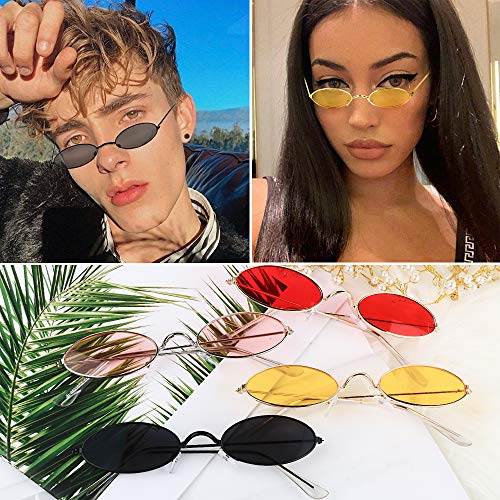 BHGT 4 Pares Gafas Ovaladas Vintage Pequeñas Gafas Divertidas Disfraz Fiesta Carnaval Photocall para Mujer Hombre