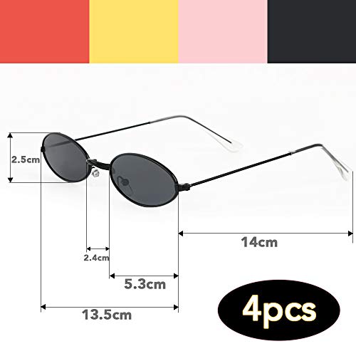 BHGT 4 Pares Gafas Ovaladas Vintage Pequeñas Gafas Divertidas Disfraz Fiesta Carnaval Photocall para Mujer Hombre