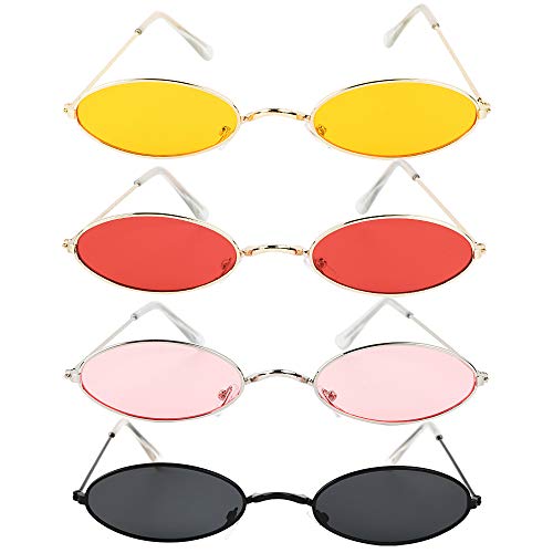 BHGT 4 Pares Gafas Ovaladas Vintage Pequeñas Gafas Divertidas Disfraz Fiesta Carnaval Photocall para Mujer Hombre