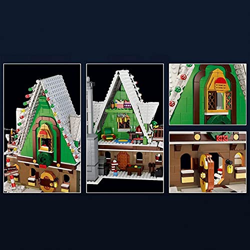 BIANGEY Casa De Elfos Navideños Y Modelo De Papá Noel para Ensamblar Juguetes De Bloques De Construcción, Compatibles con Lego, 1495 Piezas