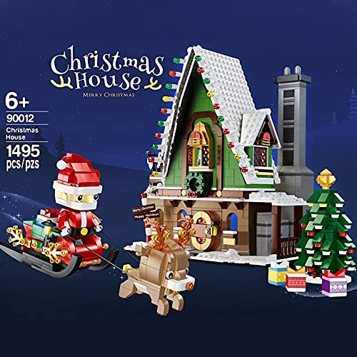 BIANGEY Casa De Elfos Navideños Y Modelo De Papá Noel para Ensamblar Juguetes De Bloques De Construcción, Compatibles con Lego, 1495 Piezas