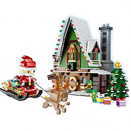 BIANGEY Casa De Elfos Navideños Y Modelo De Papá Noel para Ensamblar Juguetes De Bloques De Construcción, Compatibles con Lego, 1495 Piezas