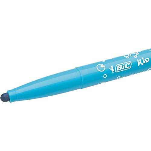 BIC Kids Kid Couleur Baby Rotuladores Punta Extra Ancha - Colores surtidos, Blíster de 12 Unidades – rotuladores lavables para niños a partir de 1 año