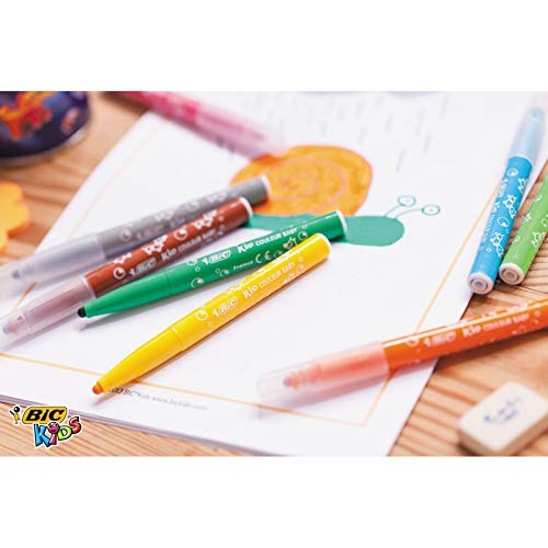 BIC Kids Kid Couleur Baby Rotuladores Punta Extra Ancha - Colores surtidos, Blíster de 12 Unidades – rotuladores lavables para niños a partir de 1 año