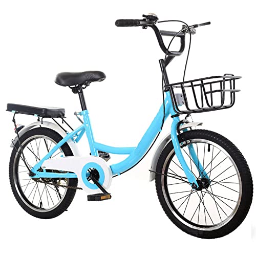 Bicicleta infantil de 20 pulgadas, para niños y niñas, 7 velocidades, con cesta, MTB (azul)