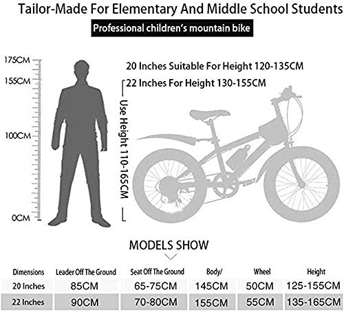 Bicicletas MTB For Los Estudiantes De La Montaña, De Alta Velocidad Variable De Ajuste De Un Disco De Niños, Bicicleta De 20 Pulgadas De A De A 22 Pulgadas De Niños Y Niñas De 6-13 Años