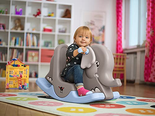 BIG Spielwarenfabrik- Big Rocking Elephant-Balancín Infantil con reposapiés Ancho, Elefante para niños a Partir de 1 año, Color Gris, Azul Claro (800056787)