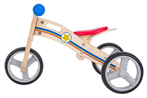 BIKESTAR 2 in 1 Bicicleta sin Pedales Madera para niños y niñas Bici Ajustable 7 Pulgadas | Bicicleta y Triciclo Mini a Partir de 1-1,5 años | 7" Edición Sport Azul