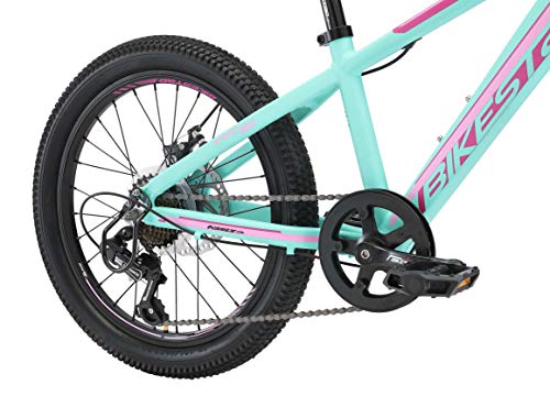 BIKESTAR Bicicleta de montaña Juvenil de Aluminio 20 Pulgadas de 6 a 9 años | Bici niños Cambio Shimano de 7 velocidades, Freno de Disco, Horquilla de suspensión | Menta