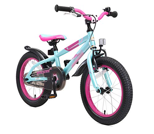 BIKESTAR Bicicleta Infantil para niños y niñas a Partir de 4 años | Bici de montaña 16 Pulgadas con Frenos | 16" Edición Mountainbike Turquesa