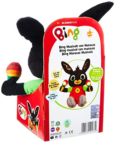 Bing - Peluche con diseño de Maracas, Bing Canta y Maracas se iluminan, Suave Peluche para niños a Partir de 10 Meses, BNG22000, Giochi Preziosi