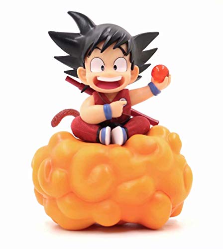 BIOAOUA PVC Figura De Colección Personaje De Anime PVC Pop Personaje Popular Personaje De Goku Salto Mortal Nube Sentado Niñez Pequeña Muñeca De Goku Decoración Modelo-Rojo