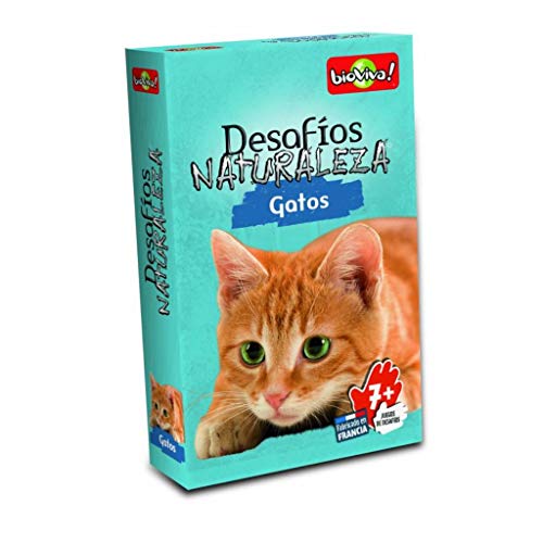 Bioviva- Juego de Cartas Desafíos Naturaleza Gatos, Multicolor (Asmodee DES13ES)