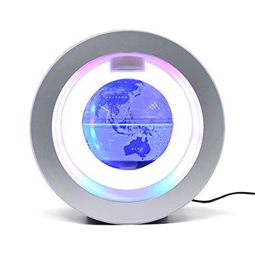 Bisofice Globo flotante con luz LED cambiante multicolor Mapa del mundo giratorio de levitación magnética de 4 pulgadas con base de luz multicolor Lámpara de globo antigravedad creativa