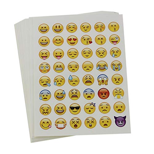 Bkrdty Pegatinas Emoji 40 Hojas Pegatina Emoticon Pegatina de Risa Amarillo Pequeño para Pared Portátil Fiesta Decoración y como Recompensa para Niños