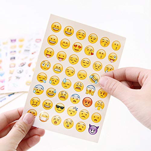 Bkrdty Pegatinas Emoji 40 Hojas Pegatina Emoticon Pegatina de Risa Amarillo Pequeño para Pared Portátil Fiesta Decoración y como Recompensa para Niños