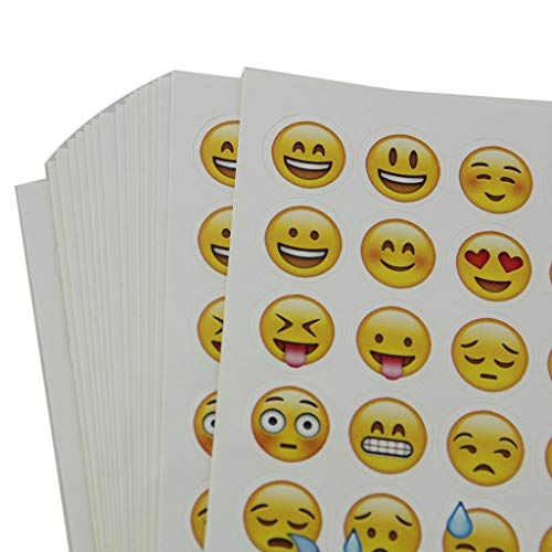 Bkrdty Pegatinas Emoji 40 Hojas Pegatina Emoticon Pegatina de Risa Amarillo Pequeño para Pared Portátil Fiesta Decoración y como Recompensa para Niños