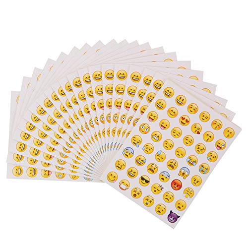 Bkrdty Pegatinas Emoji 40 Hojas Pegatina Emoticon Pegatina de Risa Amarillo Pequeño para Pared Portátil Fiesta Decoración y como Recompensa para Niños