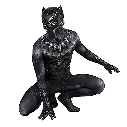 Black Panther Papel Playing Disfraz Halloween Cosplay Medias Muestre El Rendimiento De La Etapa Onesies Lycra Spandex Siamese Ropa con Casco,Bodysuit-Adult M(160~165cm)